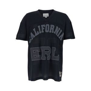Erl Men Black T-Shirt With V Neck And Maxi Logo Print On The Front In Cotton Man